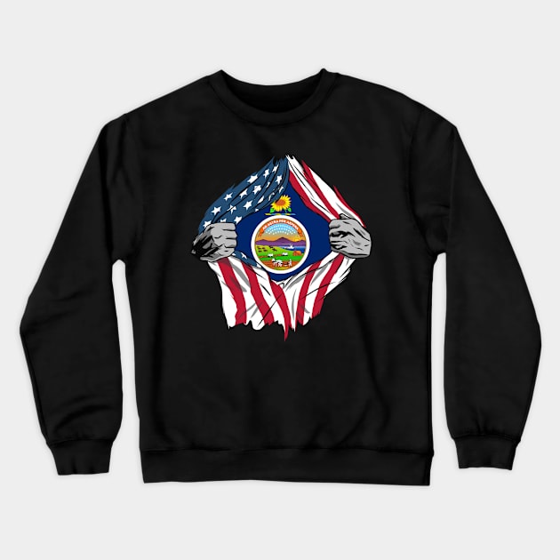 USA American Grown Kansas Flag Crewneck Sweatshirt by tobzz